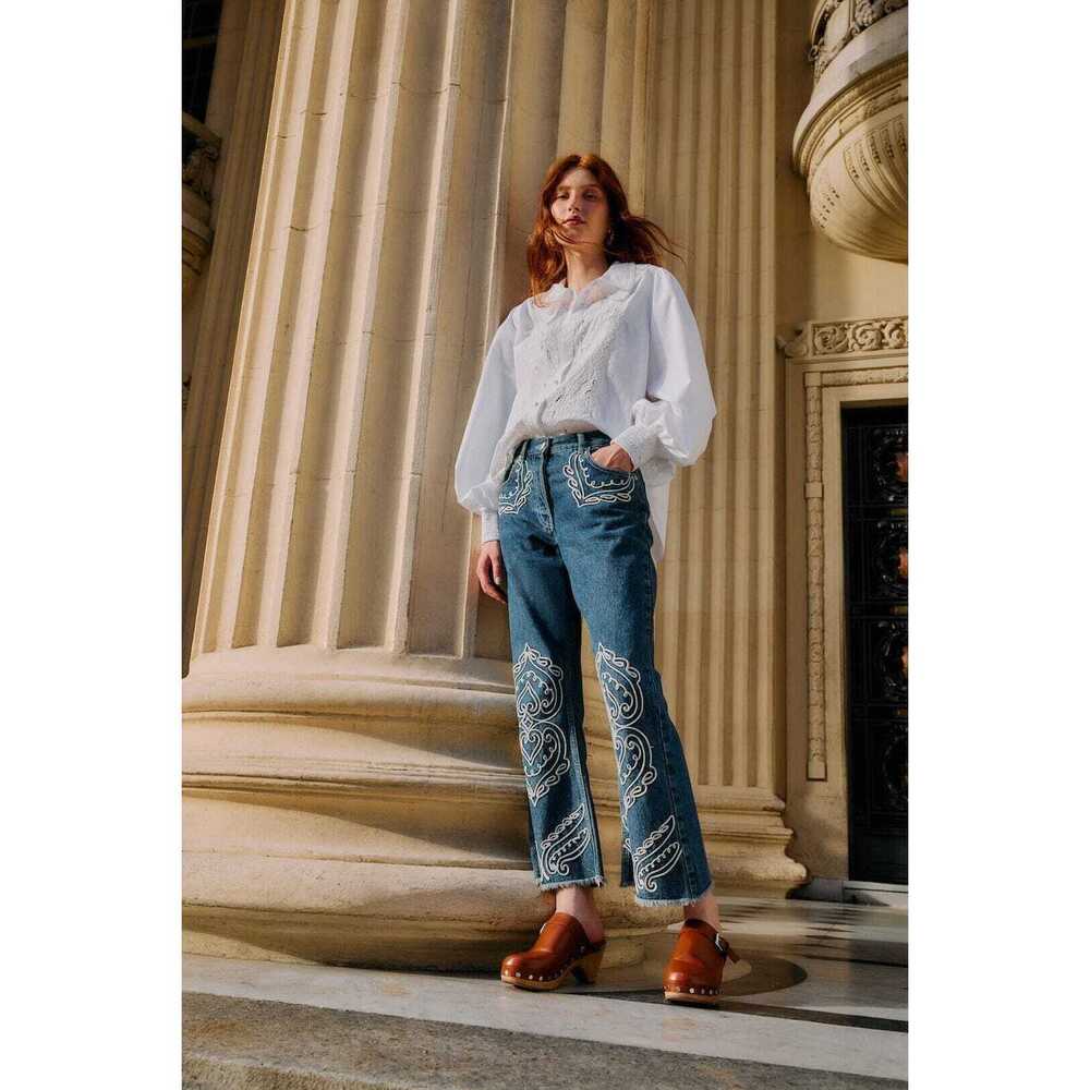 Denim Cornely Embroidered Cropped Pants